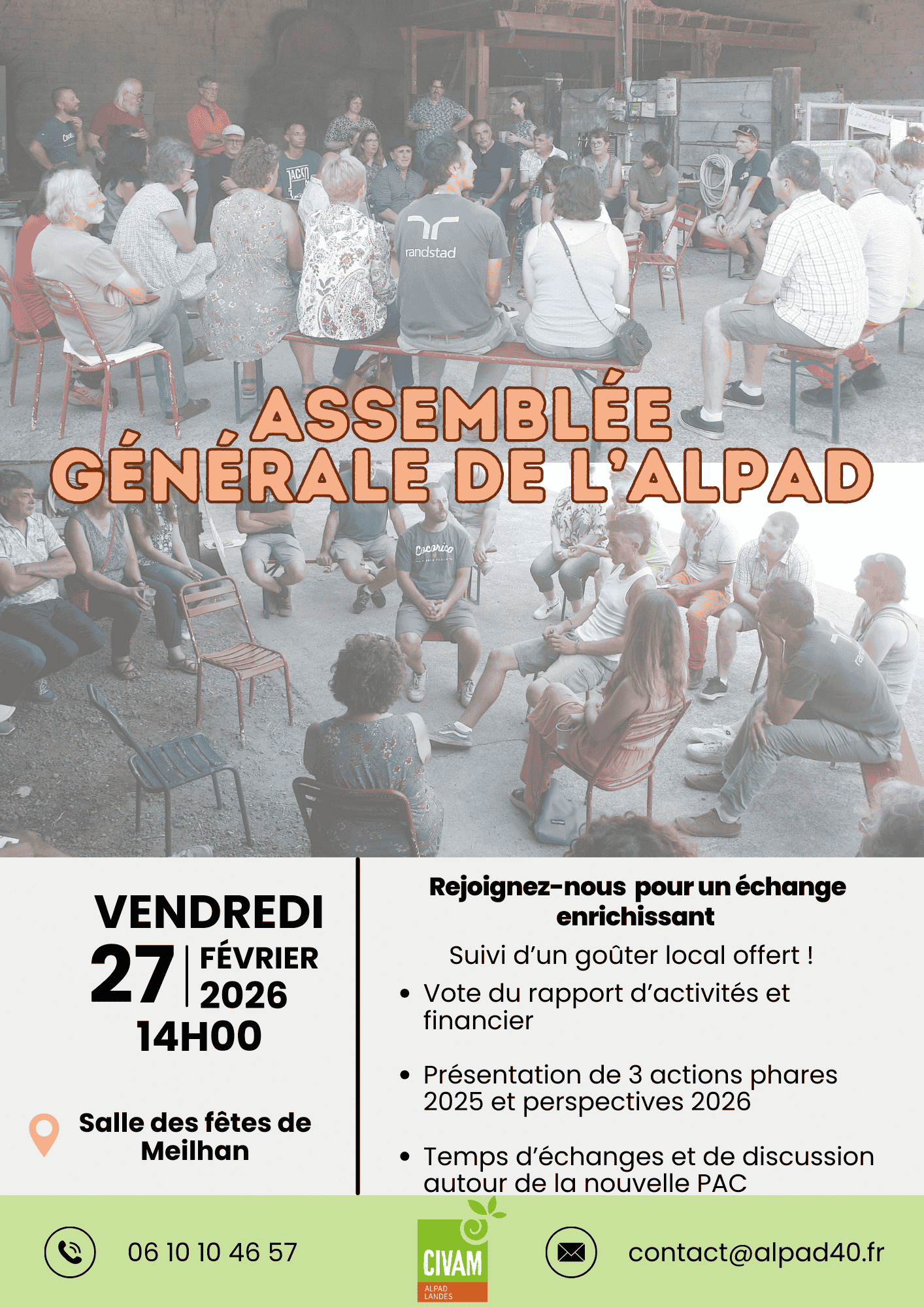 Affiche Poster Évènement Assemblée Générale Moderne Photo Noir Blanc Coloré