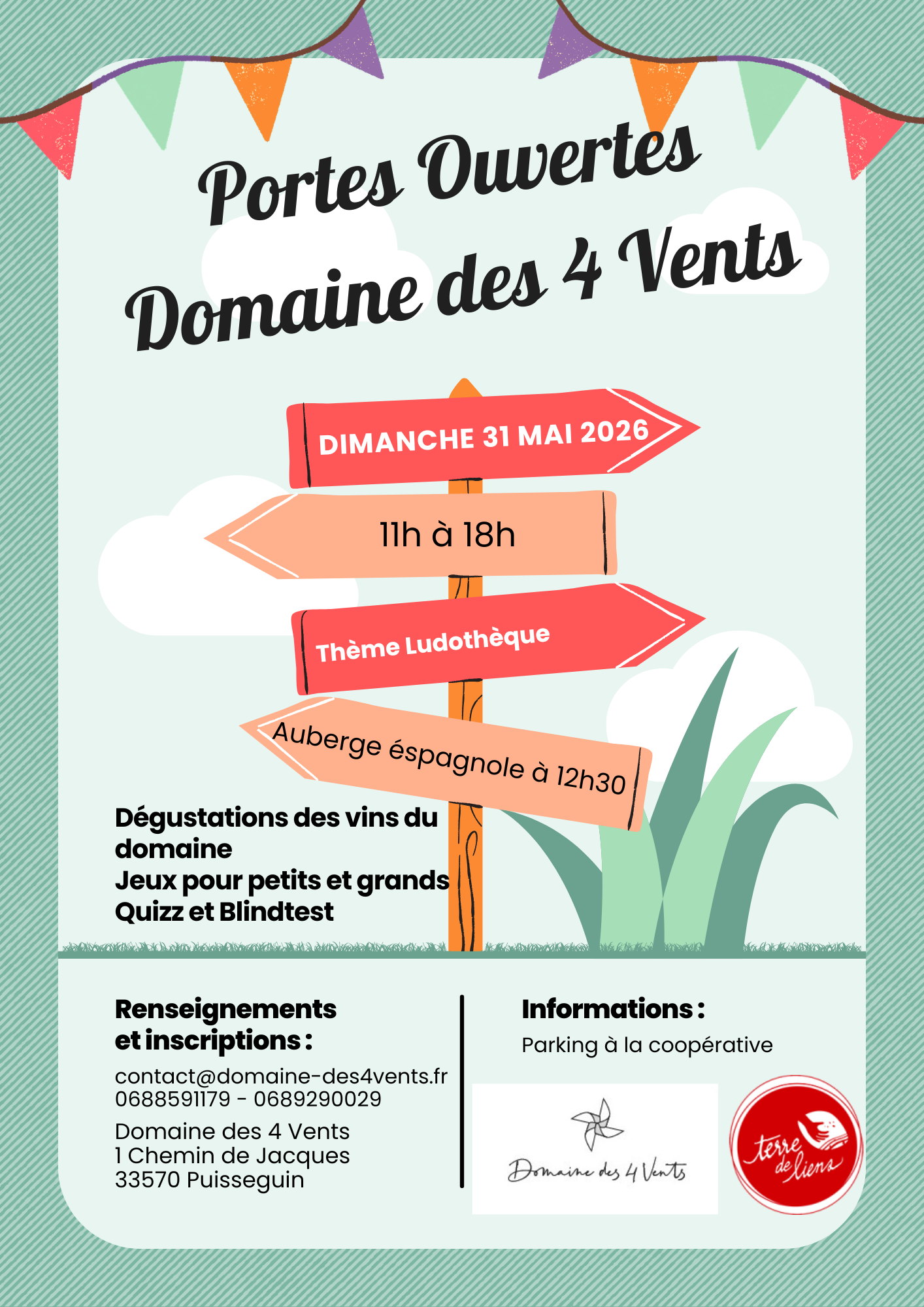 Affiche portes ouvertes domaine des 4 Vents 31 mai 2026