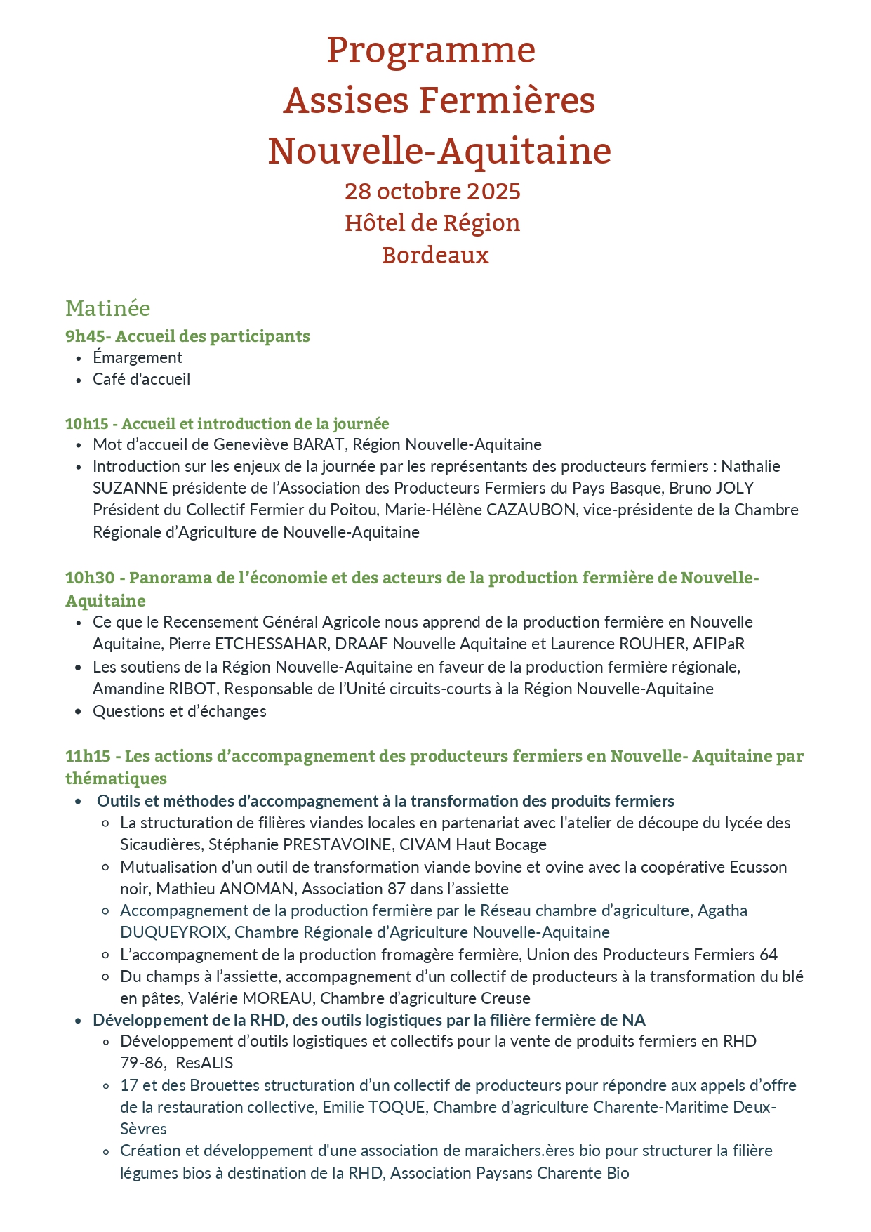 Programme des Assises Fermières Nouvelle Aquitaine page 0001